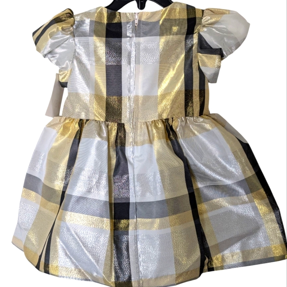 IRIS & IVY Girls 18 Month Metallic Plaid Taffeta Christmas Bow Dress - Picture 3 of 9